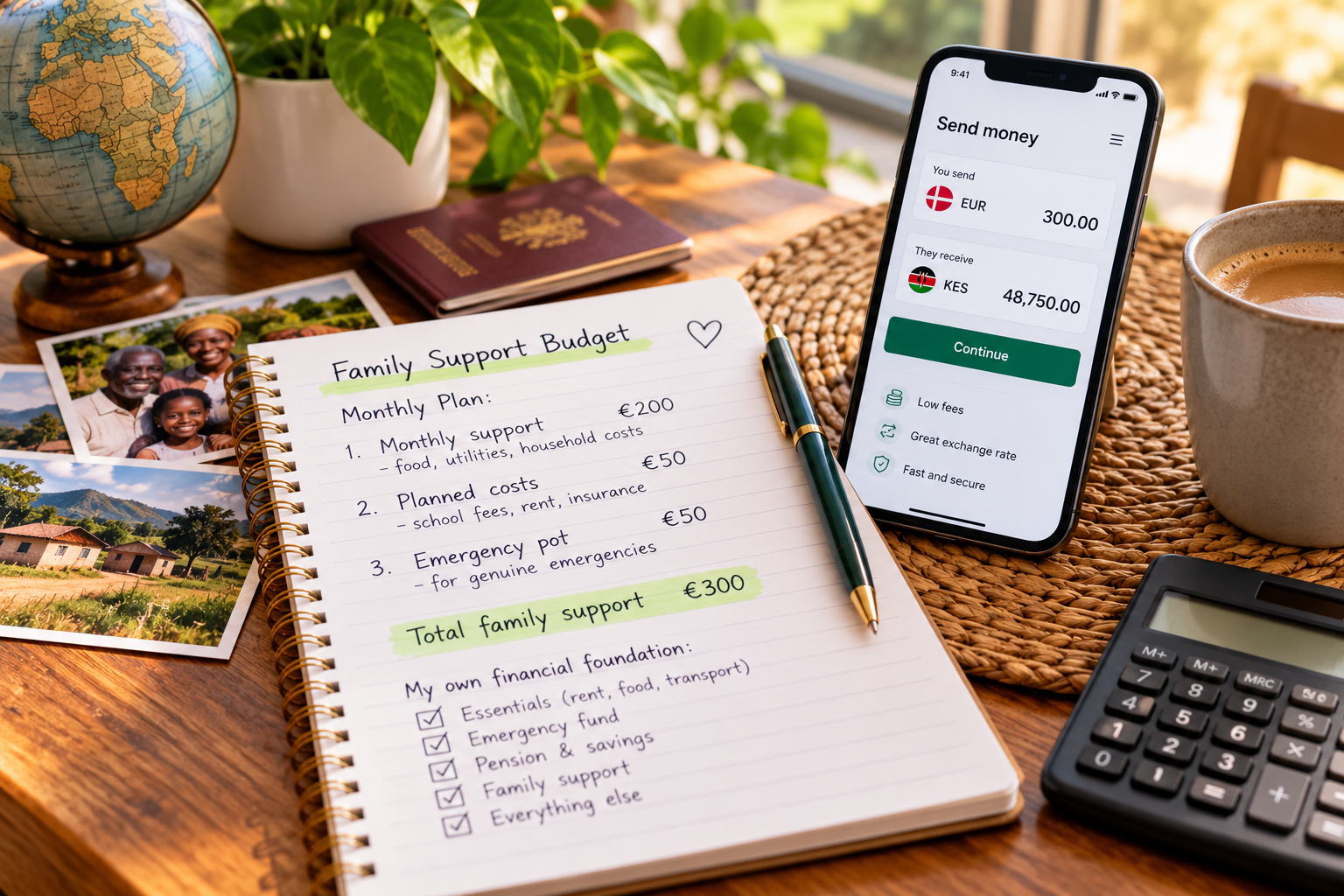 Budgeting a monthly amount to send home to family